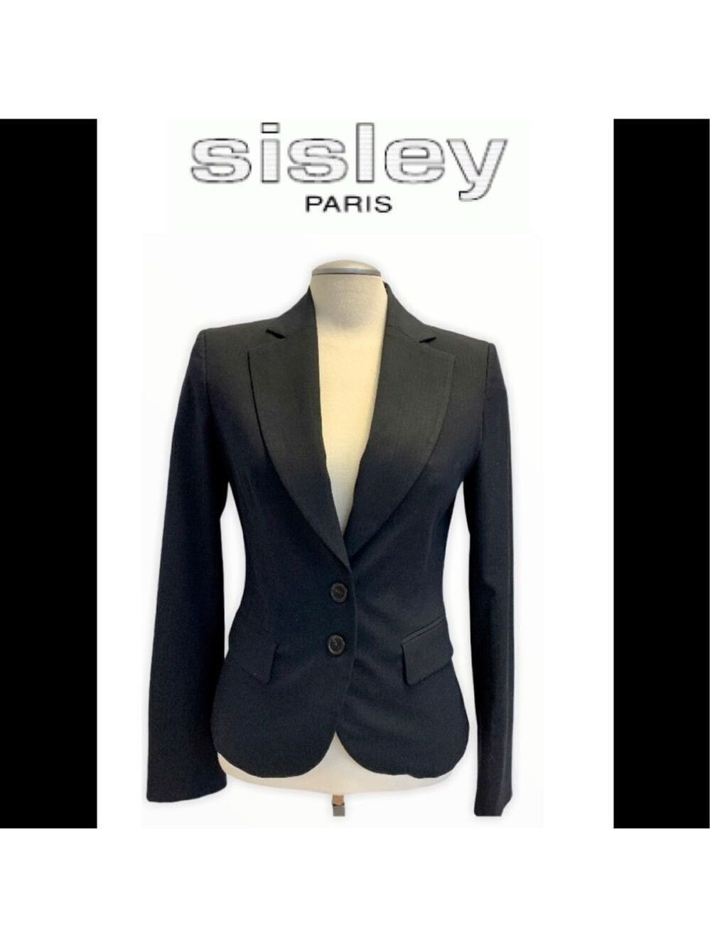 SISLEY black pinstripe blazer size 44